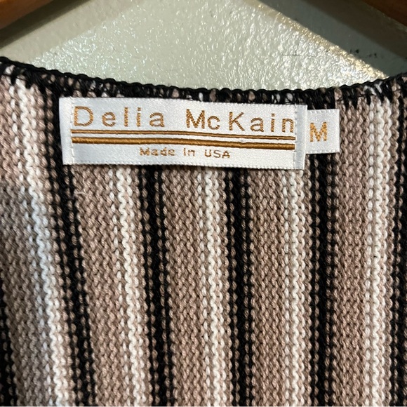 Delia Mc Kain Striped Button-Up Sweater Knit Vest 100% Cotton USA Y2K VTG M NWT - Picture 5 of 12